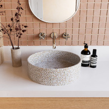 Round 390mm Terrazzo Above Counter Basin With 32mm Waste